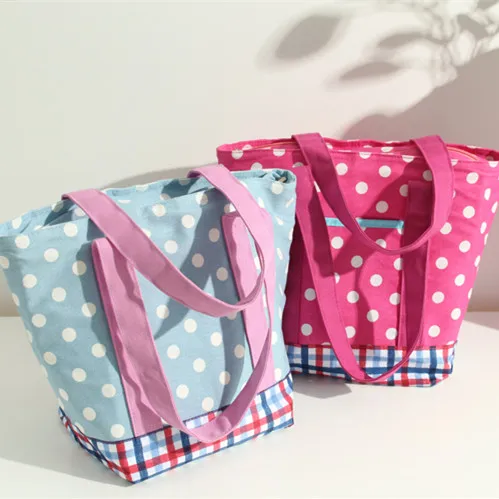 

thicken printing canvas cooler bag thermal cool insulated shoulder bag ice pack insulation shop tote bag lunch picnic handbag