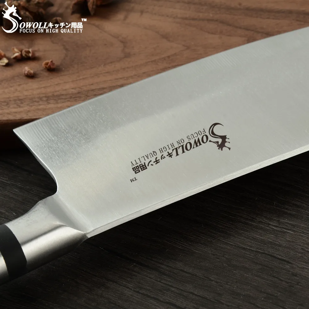 SOWOLL кухонный нож-Кливер высокоуглеродистые ножи из нержавеющей стали мясник измельчитель Кливер 6 дюймов из нержавеющей стали разделочный нож