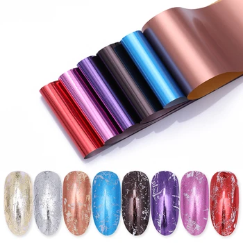 

8 Colors/Bag Colorful Nail Foil Mirror Effect Shining Nail Adhesive Transfer Stickers Decals Wraps DIY Nail Art Decoration