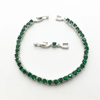 

New Wedding Bracelet Zircon Jewelry High Quality AAA+ Round Green Cubic Zirconia Tennis Charm Bracelet