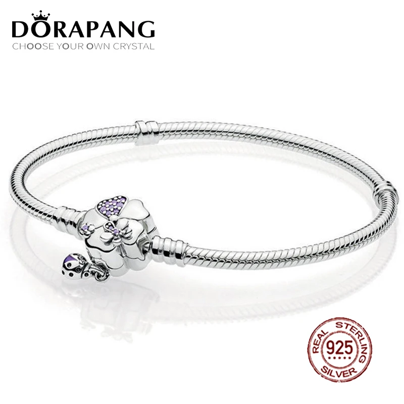 

DORAPANG 2018 NEW 100% 925 Sterling Silver New Moment Bloom Four-Leaf Flower Bracelet Suitable DIY Jewelry For Mother Gift