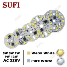10 adet akıllı IC DIY LED ampul lamba SMD 3W 5W 7W 9W 12 W sıcak beyaz saf beyaz lamba çipi giriş 220V 3 5 7 9 12 W Watt LED ampul