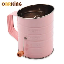 

OBRKING Stainless Steel Handheld Rotating Crank Sugar Powder Shaker Sieve Cup Powder Shaker For Cakes Decorating Pastry Tools
