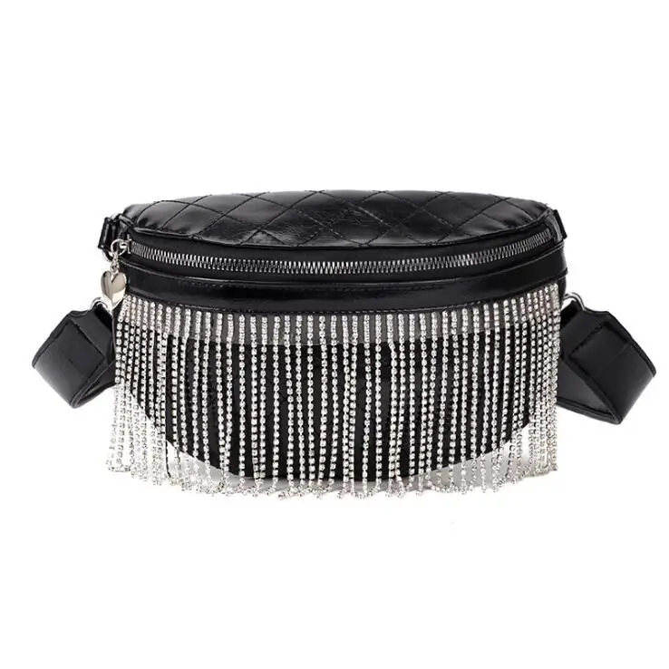

Women's Designer Fashion Bright Drill Tassel Messenger Bag 2019 New High quality PU Leather Lady Tote Shoulder Messenger Bag