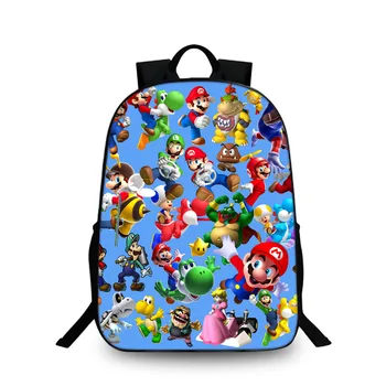 

New Style Hot Oxford 16 Inches Printing Super Mario Kids Children School Bags for Teenager Laptop Backpack Cartoon Bookbag
