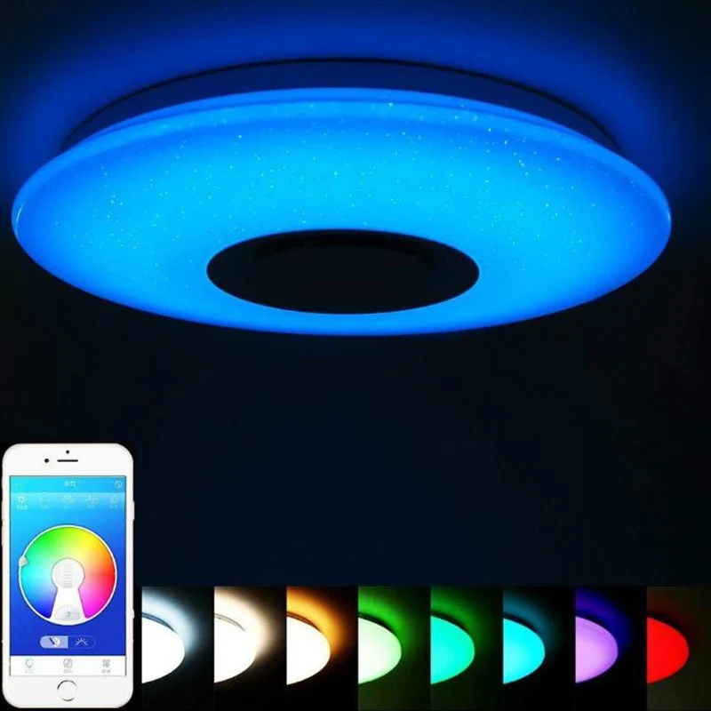 Приложение пульт дистанционного управления Управление RGB Bluetooth Цвет сменный светодиодный музыкальный Spaeker потолочные светильники Акриловые затемнения светодиодные лампы 110V 220V Спальня - Цвет корпуса: APP Control