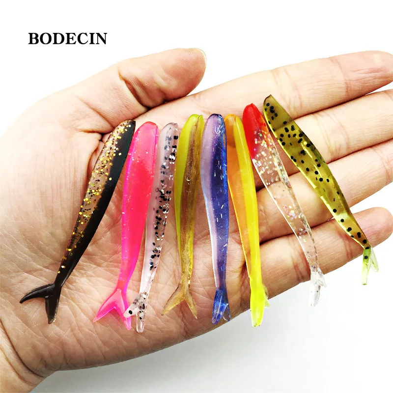 12pcs Fishing Lure Tiddler Baits Lures Double Forked Tail Soft Silicone Lure Fish Tackle Shad Pesca Plastic Swimbaits 63mm 1 (10)