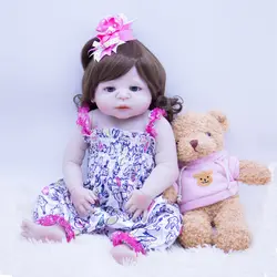 Милые голубые глаза Bebes reborn кукла 22 "полный силикон reborn baby girl куклы для детей подарок на день рождения Поддельные Детские куклы Ванна игрушка