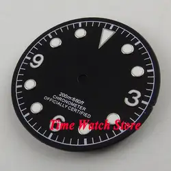 30,4 мм черный стерильные циферблаты световой белый Часы Marks циферблат подходят ETA 2824 2836 MIYOTA 8215 821A автоматический механизм D54