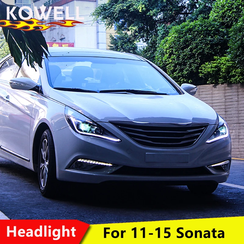 KOWELL автомобильный Стайлинг для hyundai Sonata фары 2011- Sonata 8 светодиодный фары DRL Bi Xenon объектив Высокий Низкий луч парковка туман