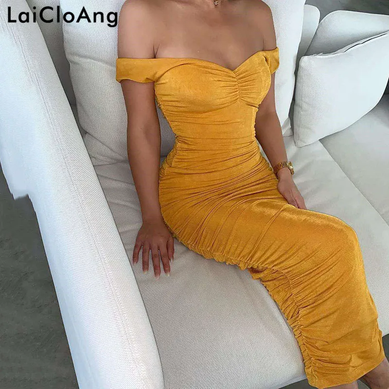 

LaiCloAng Velvet Strapless Sexy Maxi Dress Off Shoulder Pleated Summer Long Dress Women Backless Club Party Dress Vestidos 2019