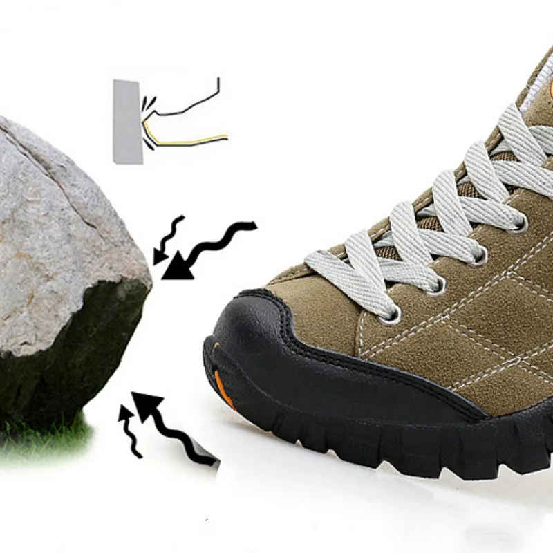 

hiking shoes men Spring 2019 Air-permeable Sanded Leather sneakers Outdoor Slip-proof Impact-proof Male Hiking Tourist Shoes