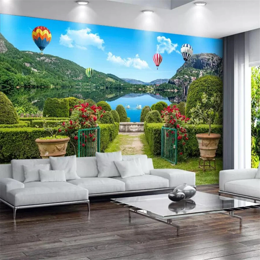 

beibehang Custom wallpaper fresco 3D photo murals garden shade road flower door lake mural background wall paper papel de parede