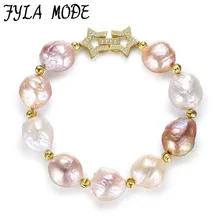 2017 Charms Bracelet AAA Grade 100% Real Natural Freshwater Pearls Baroque Bracelet 925 Sterling Silver Pearl Jewelry Gift
