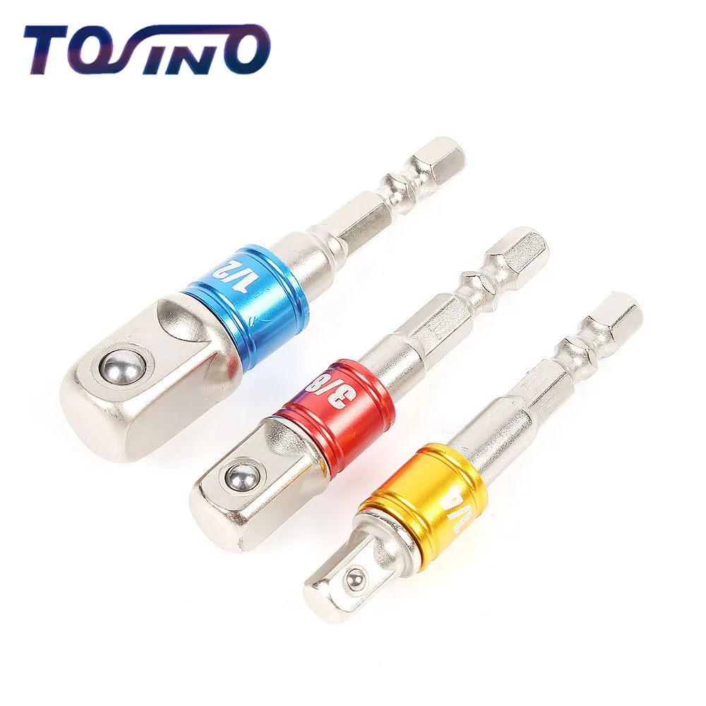 

3pcs 1/4" 3/8" 1/2" Drive Power Drill Bit Hex Wrench Sleeve Extension Bar Colorful Socket Spanner Adapter Connecting Rod