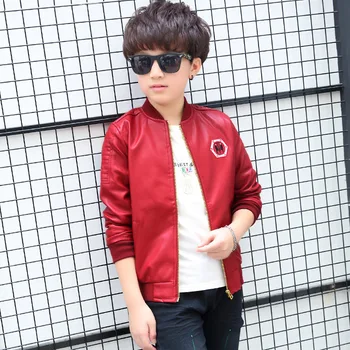 

Toddler and Teen Boy Bomber PU Leather Jacket 4.5.6.7.8.9...12Y Fashion Child Jacket Boy Spring Autumn Cool Jacket for Children