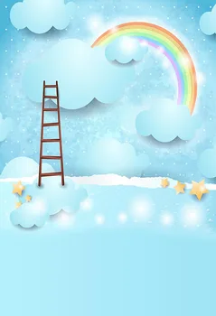 

Vinyl photography backdrop cartoon sky rainbow clouds newborn children Backdrop Digital Printing Background for photo studio