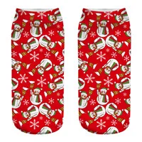 Рождественские носки для больших детей, 1 пара носки унисекс с рисунком оленя, снеговика, Санты короткие рождественские носки с принтом - Цвет: 1