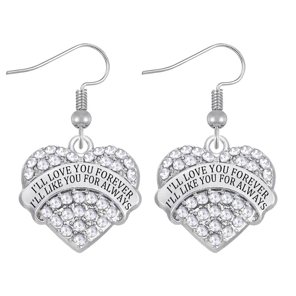 Beautiful crystal inlaid romantic love confession jewelry earrings I'LL LOVE YOU FOREVER LIKE FOR ALWAYS charm eardrop | Украшения и