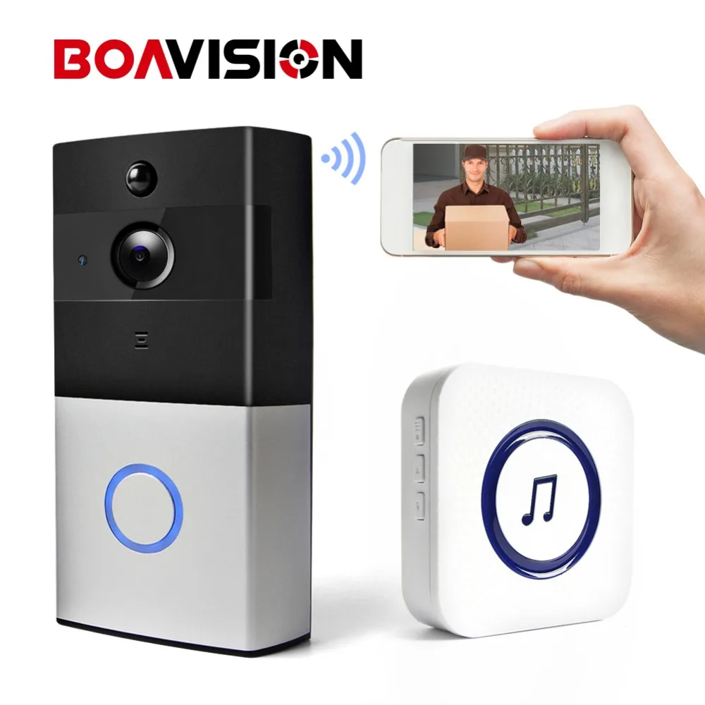 HD 720 P WiFi Видео дверной замок ночного видения беспроводной звонок двухстороннее