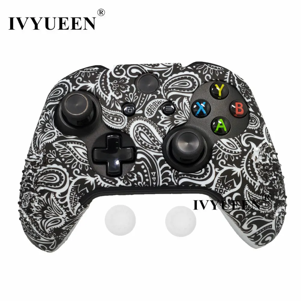 

IVYUEEN Customize Transfer Printing Protective Case Skin for Microsoft Xbox One X S Slim Controller with Thumb Stick Grips Caps