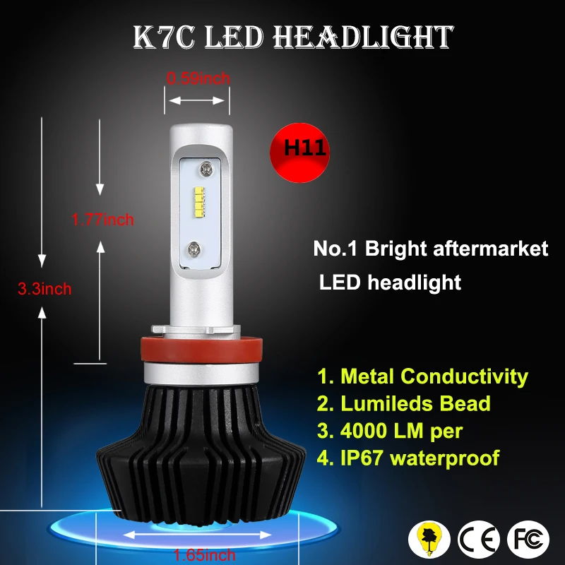 H8 H9 H16JP H11 светодиодный автомобильных фар лампы 8000LM 50 Вт свет 6500 К k7C|car headlight|h11 led