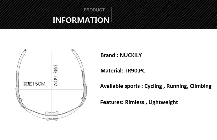 NUCKILY No Border Cycling Glasses Lightweight Running Glasses TR90 Frame Sunglasses For Road Bike and Mountain Bike PA08