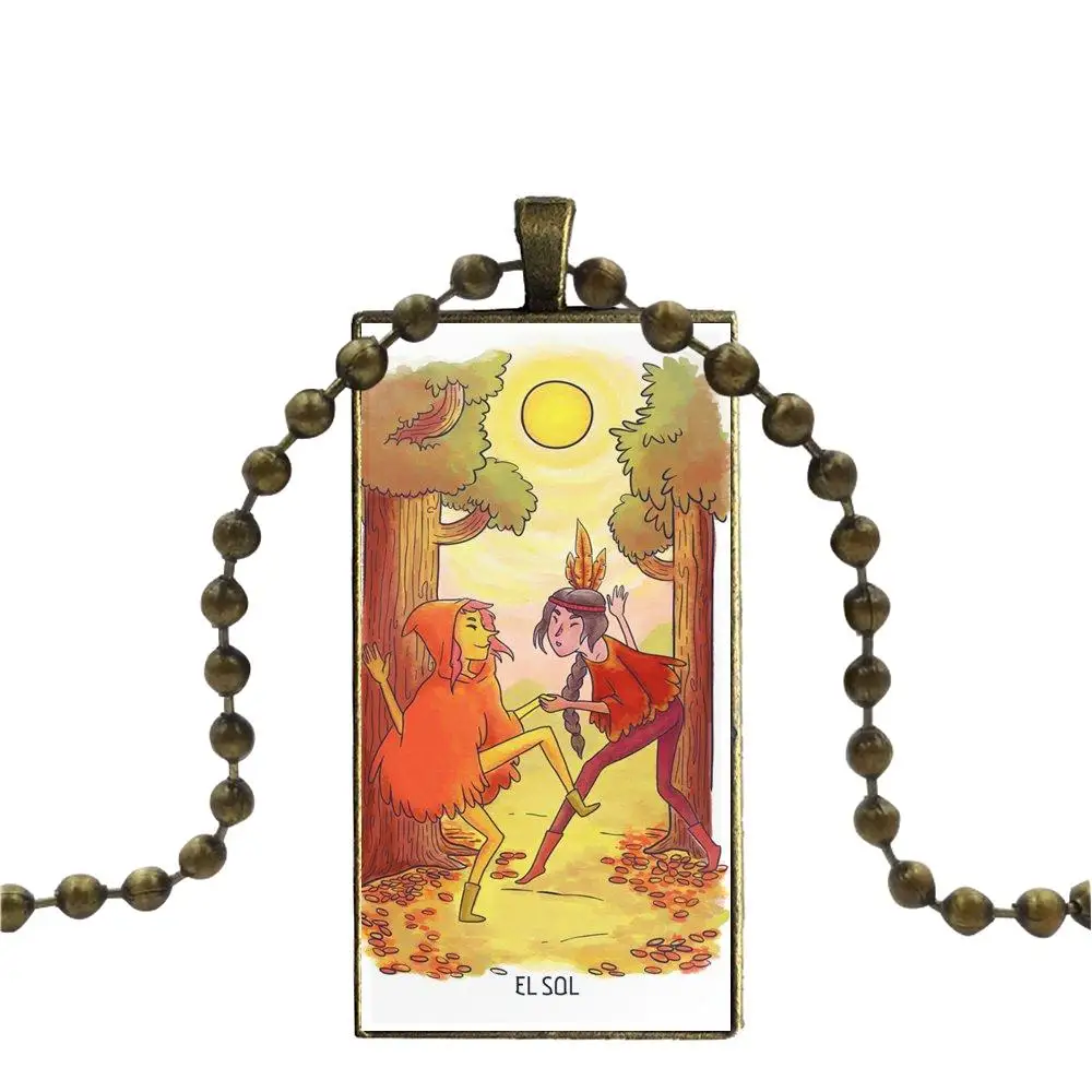 EJ glaze модное стеклянное Кабошон ожерелье с женским массивным кулоном прямоугольное ожерелье s ювелирное изделие для ребенка солнце Таро