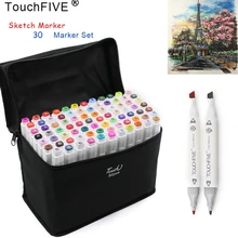 TOUCHFIVE 30 цветов двойная головка набор маркеров для живописи спиртовой эскиз Маркеры Ручка для художника Рисование манга дизайн искусство