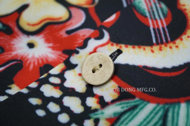 BOB DONG Steampunk Guitar Floral Print Casual Hawaiian Shirts Reggae Aloha Black 4