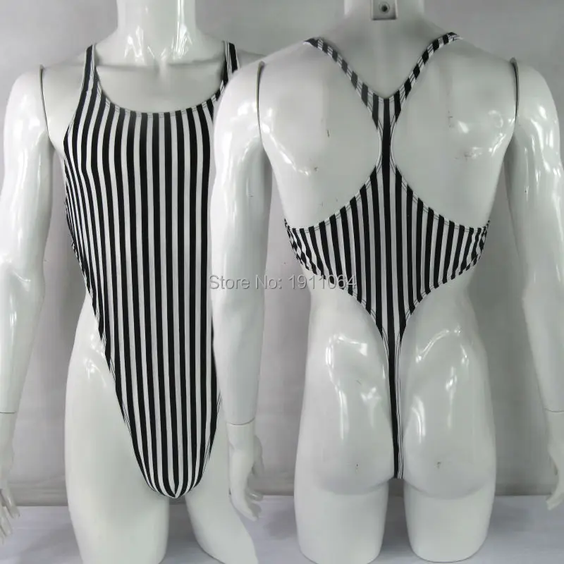 Mens bodysuit Thong Leotard cotton poly spandex High Cut Racer Back