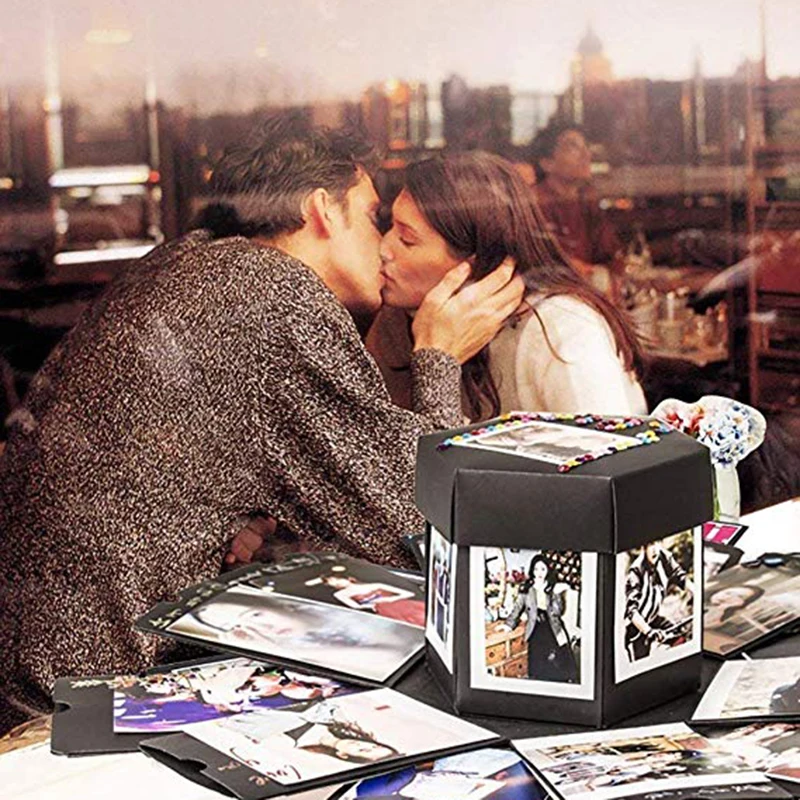 

Explosion Gift Box DIY Photo Black Unique Design Birthday Party Surprise Creative Paper Fashion