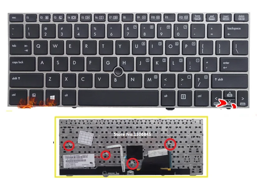 Новая клавиатура SSEA US для ноутбука HP EliteBook 2170p 2170 с серебристой рамкой | Компьютеры