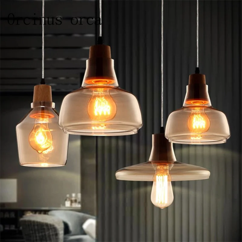 

Nordic garden single head glass chandelier coffee shop originality personality bar bar light Postage free