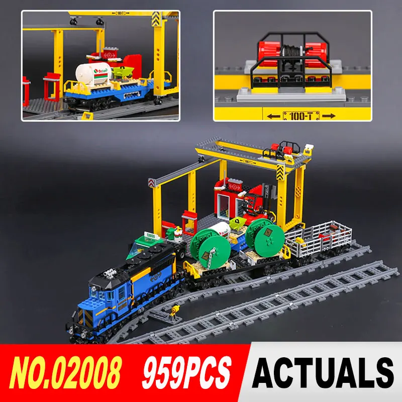 

Lepin 02008 959Pcs City Series The Cargo Train Set 60052 Model Remote Control Building Blocks Bricks Toys for Children Gifts