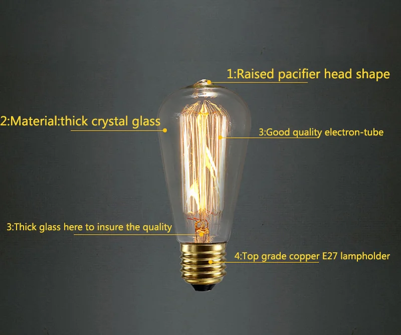 Vintage Filament Edison Bulb E27 Incandescent Bulbs Retro Bulbs Popular Bulbs