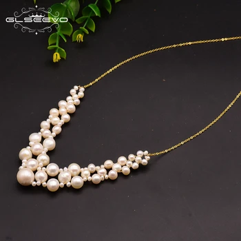 

XlentAg 925 Sterling Silver Natural Fresh Water Pearl HandmadeTassel Pendant Necklace For Women Wedding Fine Jewelry GN0102