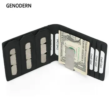 

GENODERN RFID Blocking Slim Bifold Genuine Leather Minimalist Front Pocket Wallets for Men with Money Clip Coin Holder