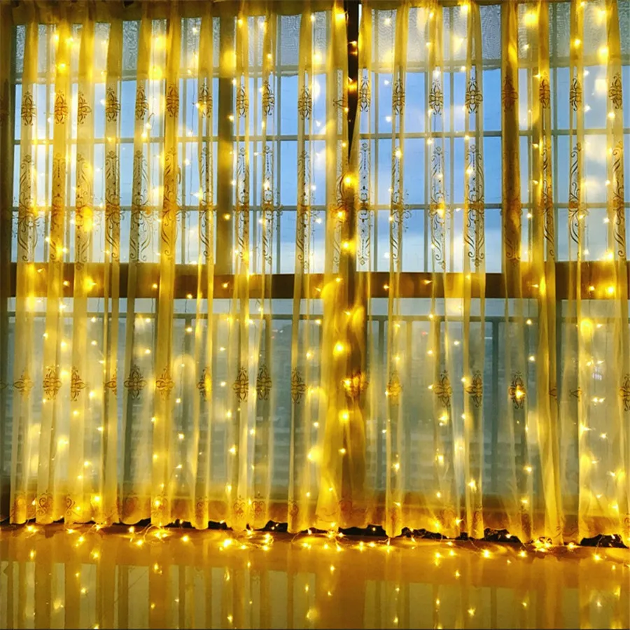 

Thrisdar 3X2M 3X3M Curtain Icicle String Light 8 Modes Outdoor Christmas LED String Light Garland Holiday Wedding Party Light