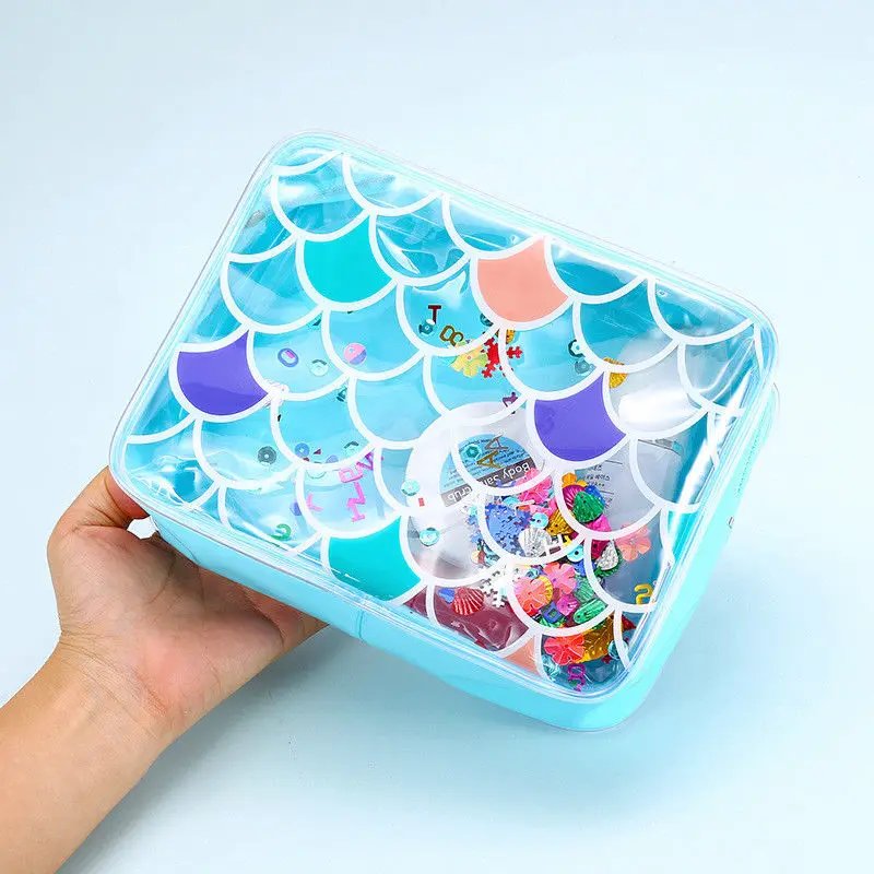 

1PCS Pencil Case Stationery Office School Supplies Makeup Bags PVC Xmas Gifts