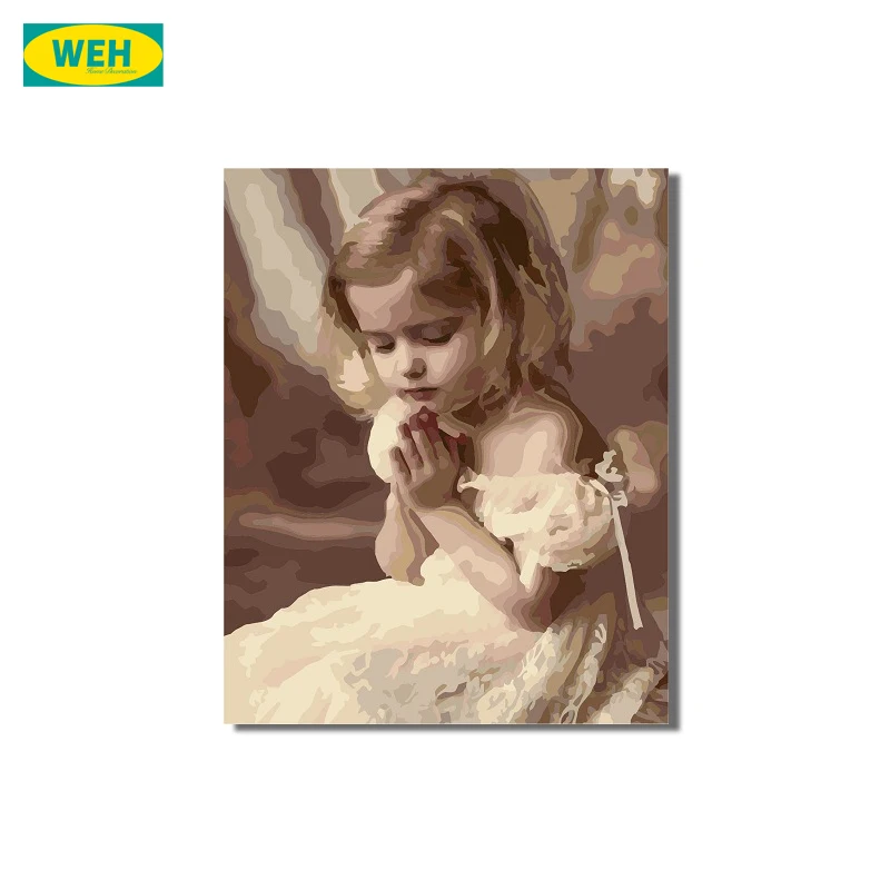 Diy oil painting by numbers with frame for children room painting on