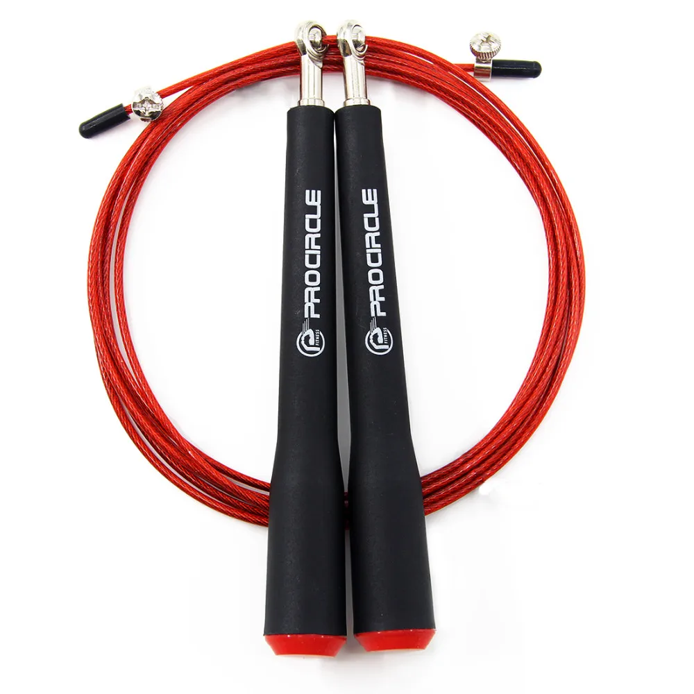 PROCIRCLE Speed Jump Rope - Adjustable 10ft - Skipping Ropes Best for Fitness Boxing MMA Training - Metal Ball Bearings - Black