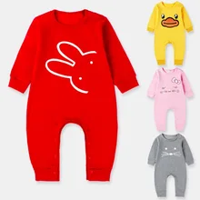 Весна осень хлопок для маленьких мальчиков и девочек мультфильм Медведь Кролик Brothers костюм-комбинезон комбинезоны одежда для малышей SA2104