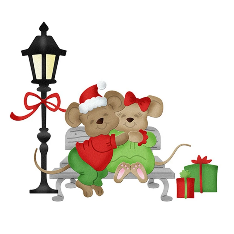 Рождество мышь металлические Вырубные штампы поздравительные открытки Скрапбукинг штампы DIY Скрапбукинг карты материалы для украшения фото цветы