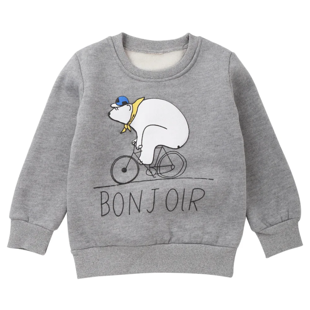 

2018 Autumn Winter Cartoon Bear Boy Sweatshirt Cotton Thick Boys Hoodies Children Top Pullover Kids Outwear