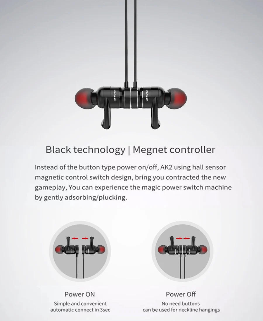 Awei AK4 Спорт на открытом воздухе Магнитная IPX4 водонепроницаемые bluetooth-наушники для iphone для xiaomi для sumsung