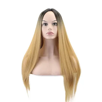 

JOY&BEAUTY Hair Heat Resistant Long Straight Wig Black Ombre Brown 30inch/75cm Synthetic Hair For Women Wig