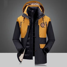 Мужская зимняя куртка на утином пуху, 2 шт., высокое качество, съемная Водонепроницаемая ветровка, верхняя одежда, 90% белый утиный пух, Мужское пальто, 4XL