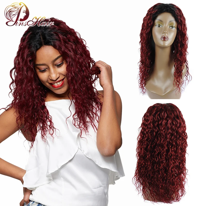 

Pinshair Lace Front Human Hair Wigs with Closure 1B/99j Lace Front Wig Ombre Brazilian Water Wave Wigs for Black Women Non-Remy