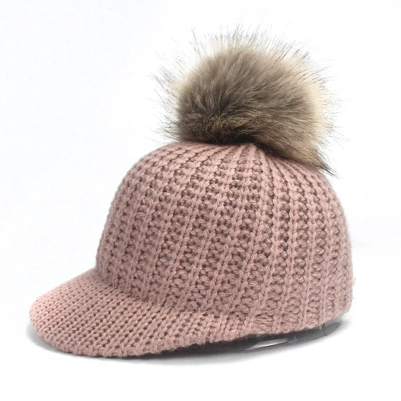 Женская теплая Кепка Snapback осенне зимняя с помпонами из искусственного меха в